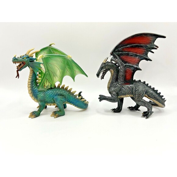 Schleich Mojo Dragon Figure Lot  Green & Black Steel Dragon Fantasy - Picture 1 of 15